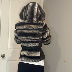Women 100% Real Rex Rabbit Fur Coat Chinchilla Warm Short Jacket Overcoat